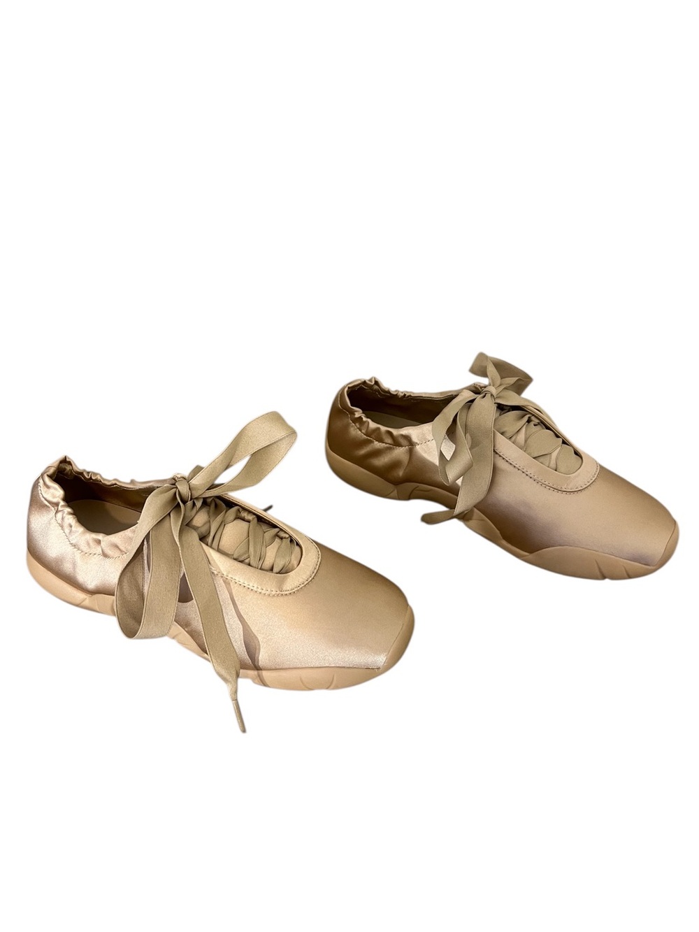 JW Pei Flavia Ballerina sneakers brown champagne gold sz 6.5 dancer balletcore